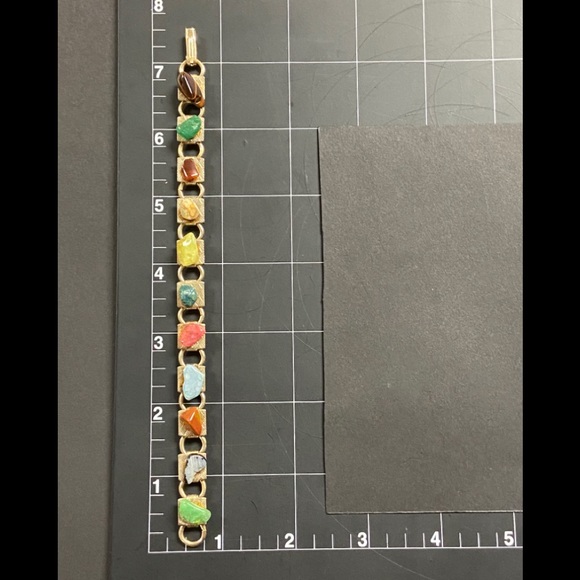 Vintage Natural Stone Earthy Artsy Link Bracelet - Picture 4 of 12